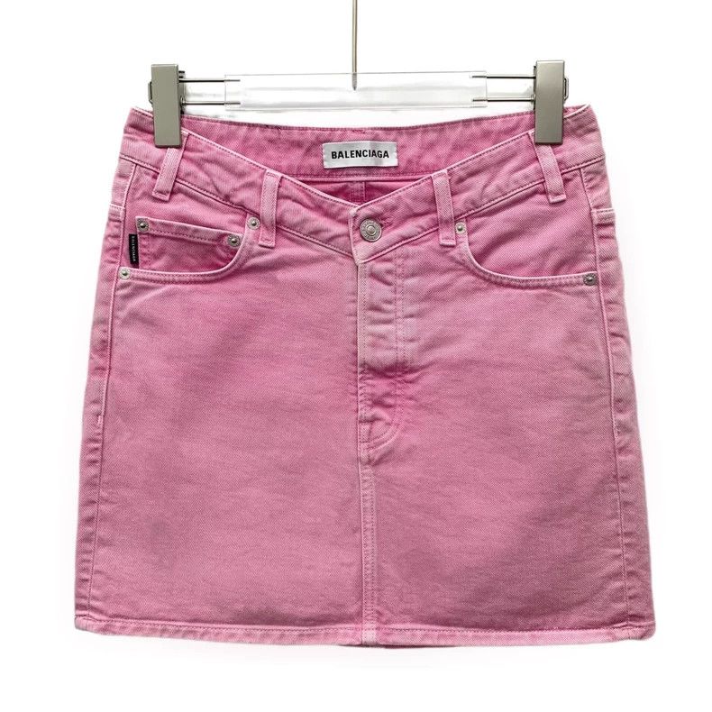 Balenciaga Balenciaga Pink Worn Cotton Casual Denim Skirt Size 24" / US 00 / IT 34 - 1 Thumbnail