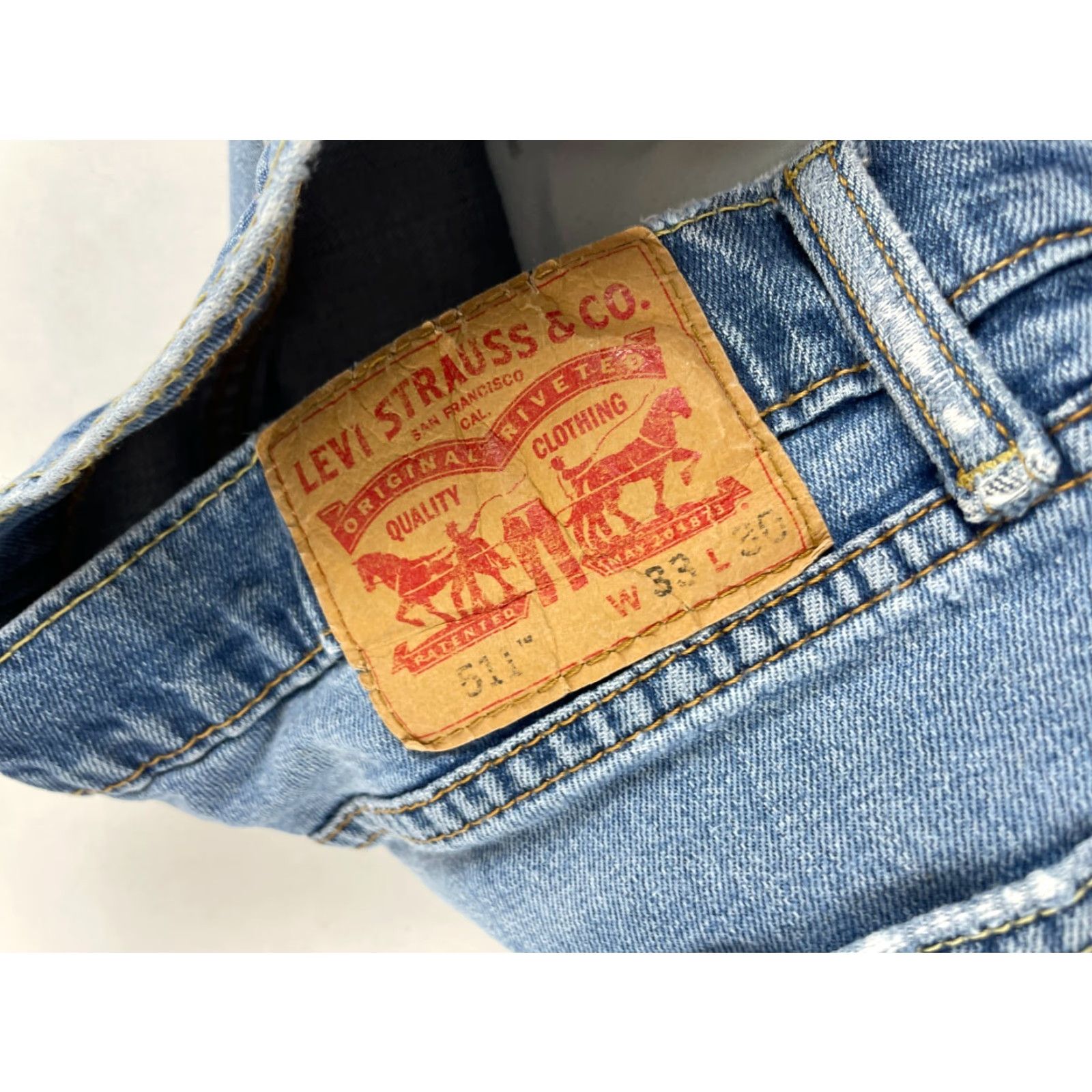Levi's Levi's Signature Jeans Mens 33x30 Blue Denim Dsitressed Regular Straight Modern Vintage No Size US 33 - 6 Thumbnail