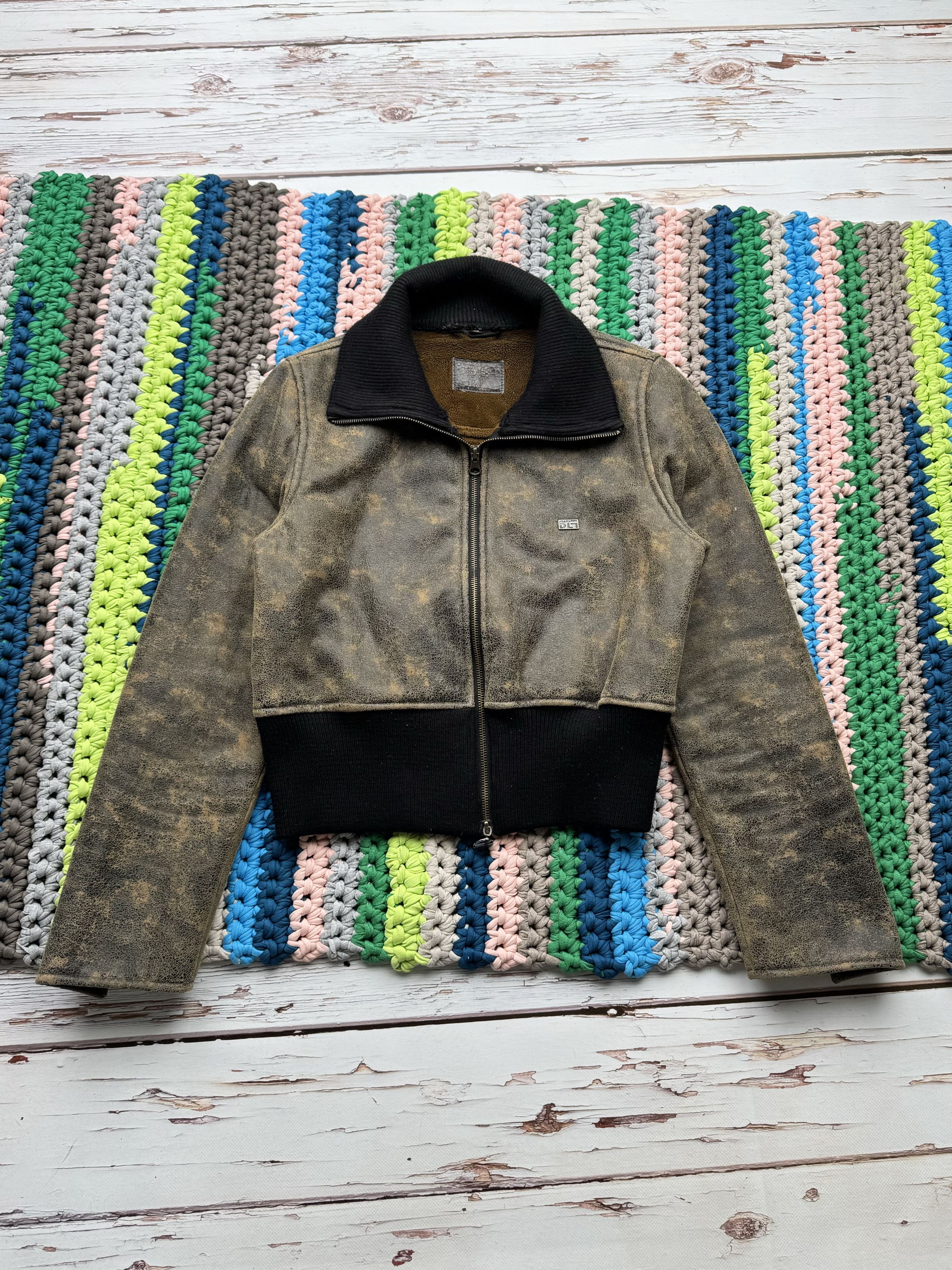 Japanese Brand Vintage Faded Cropped Faux Sheepskin Jacket (D15) Size S / US 4 / IT 40 - 1 Thumbnail