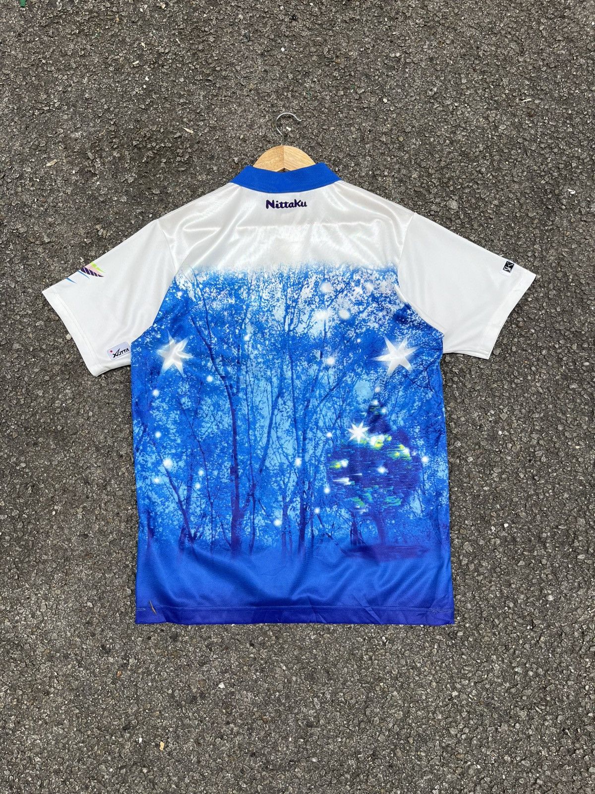 Japanese Brand Vintage 90s NITTAKU Table Tennis Jersey Art Psychedelic Size US L / EU 52-54 / 3 - 8 Thumbnail