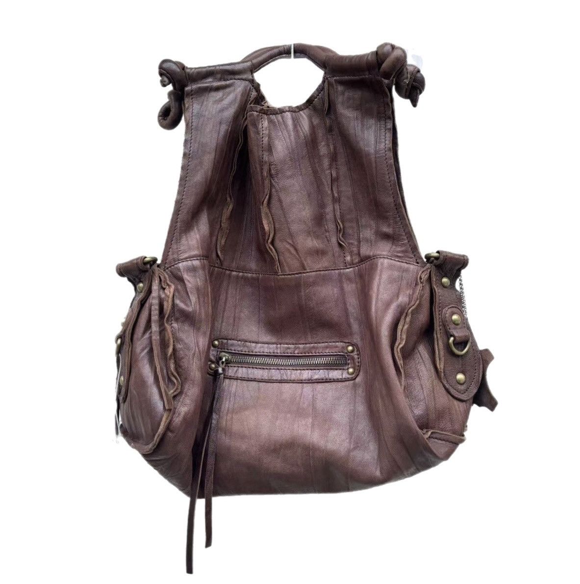 g.o.a japanese brand brown leather shoulder bag