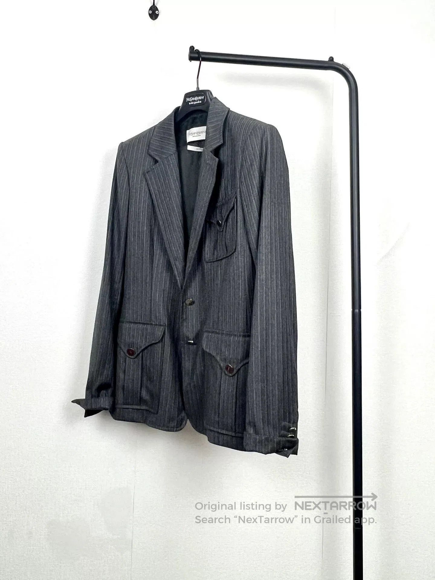 Saint Laurent Paris YSL Gray Pinstripe Wool Blazer. Size S / US 4 / IT 40 - 6 Thumbnail