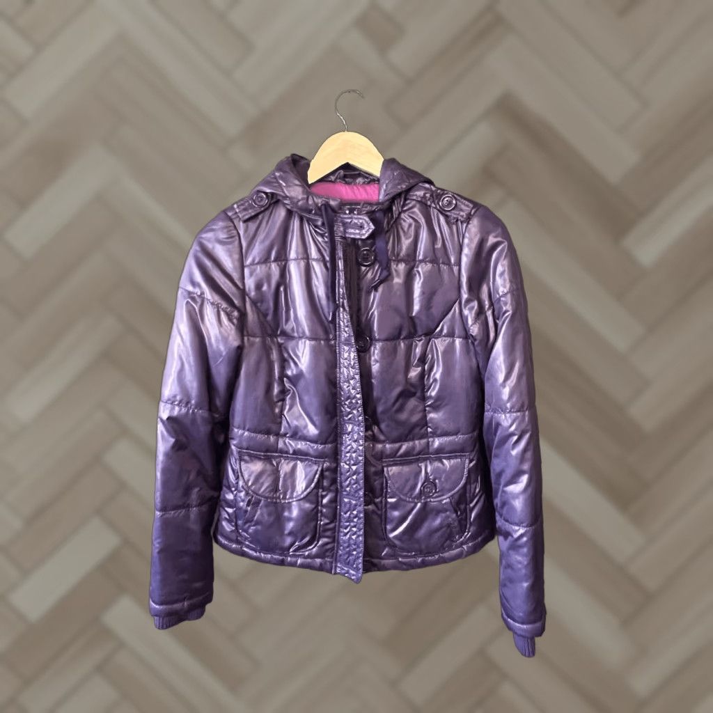 Y2K American Eagle Womens Purple Puffer Jacket Full Zip Quilted Size S