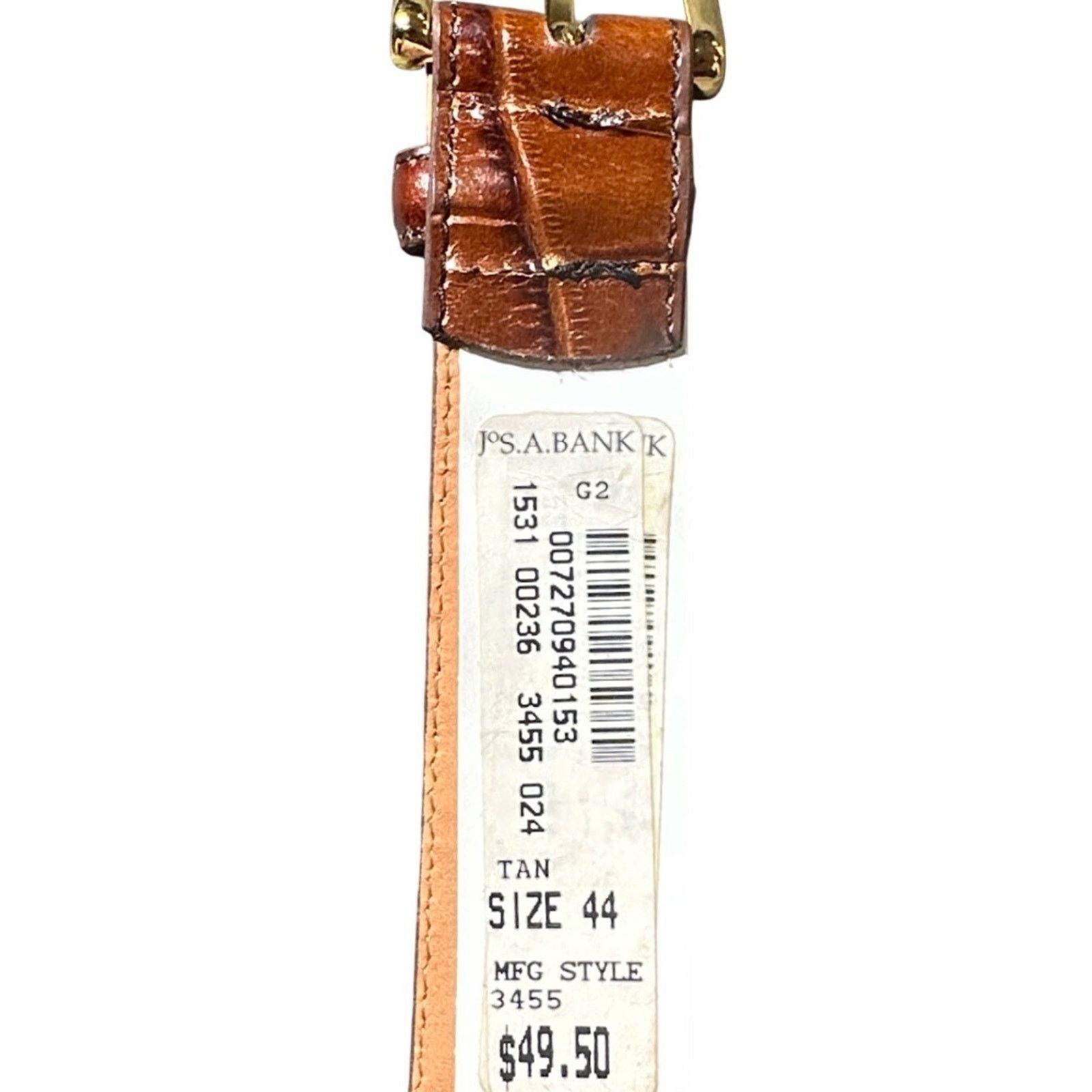 Jos. A. Bank Jos A Bank Brown Crocodile Leather Belt Gold Buckle Size 44 Size 44 - 3 Thumbnail