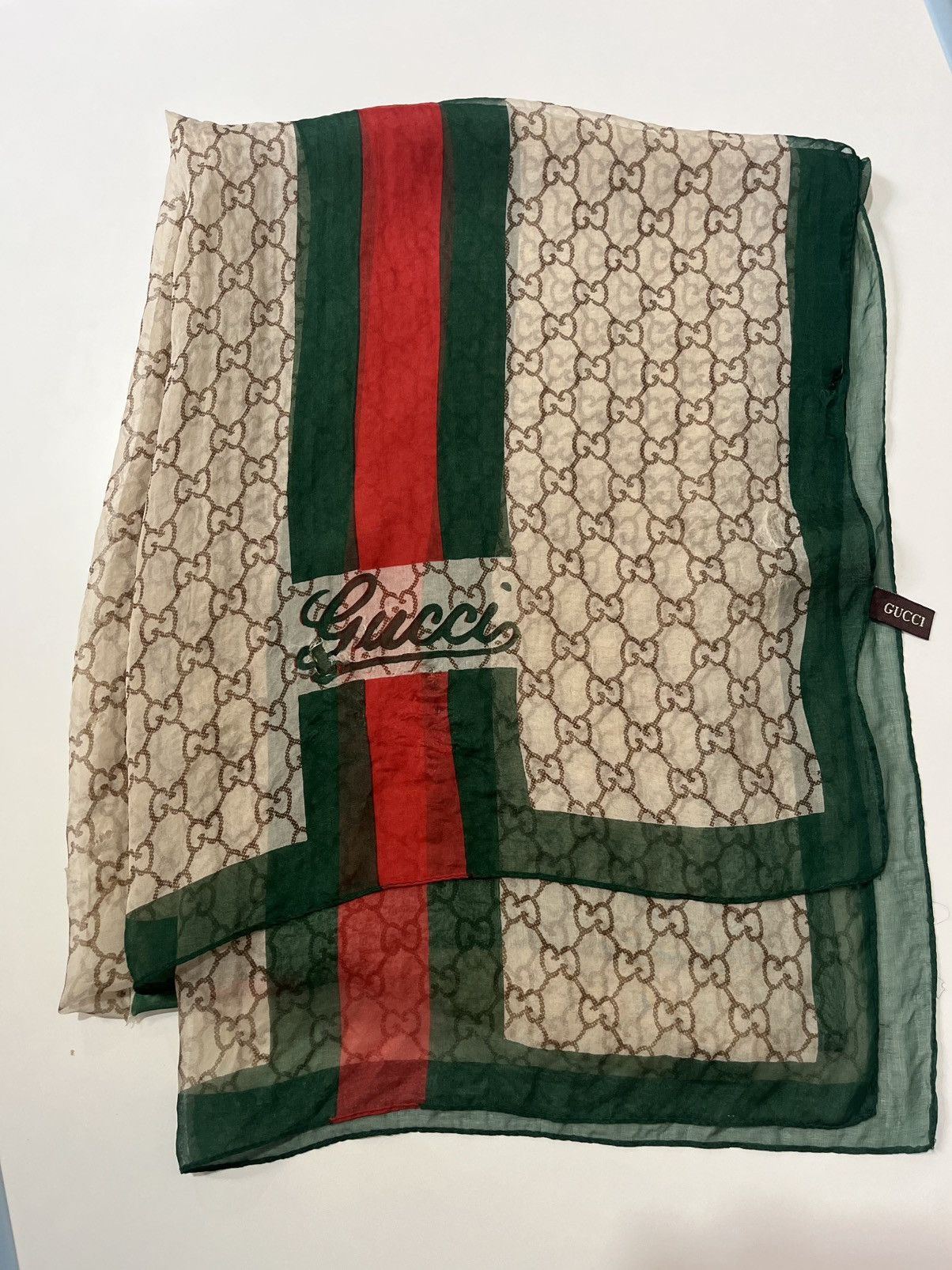 Gucci Authentic GUCCI Full Monogram 100% Silk Scarf 64x25 inchies Size ONE SIZE - 3 Thumbnail