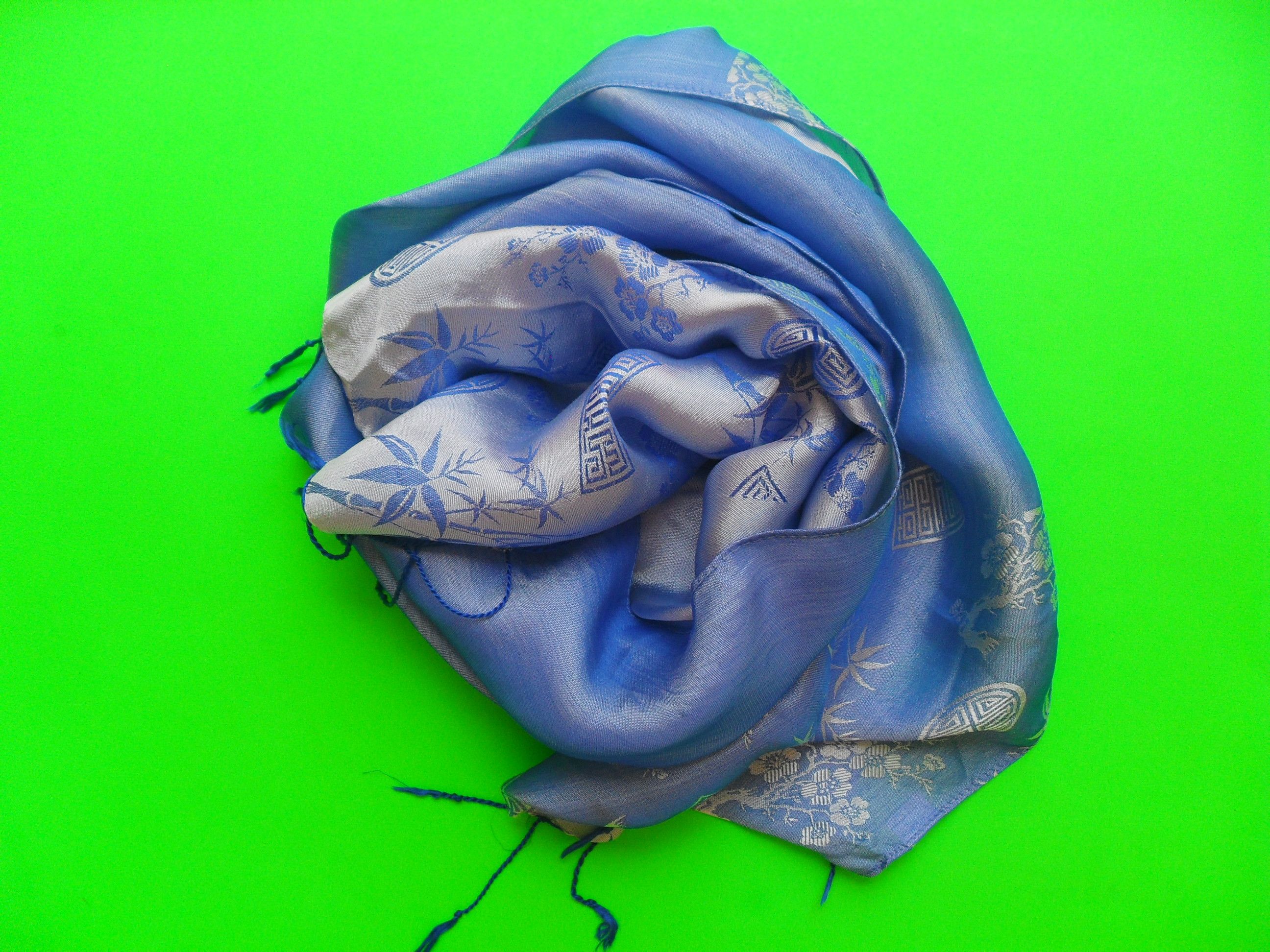 Other Blue 100% Silk Scarf Size ONE SIZE - 2 Thumbnail