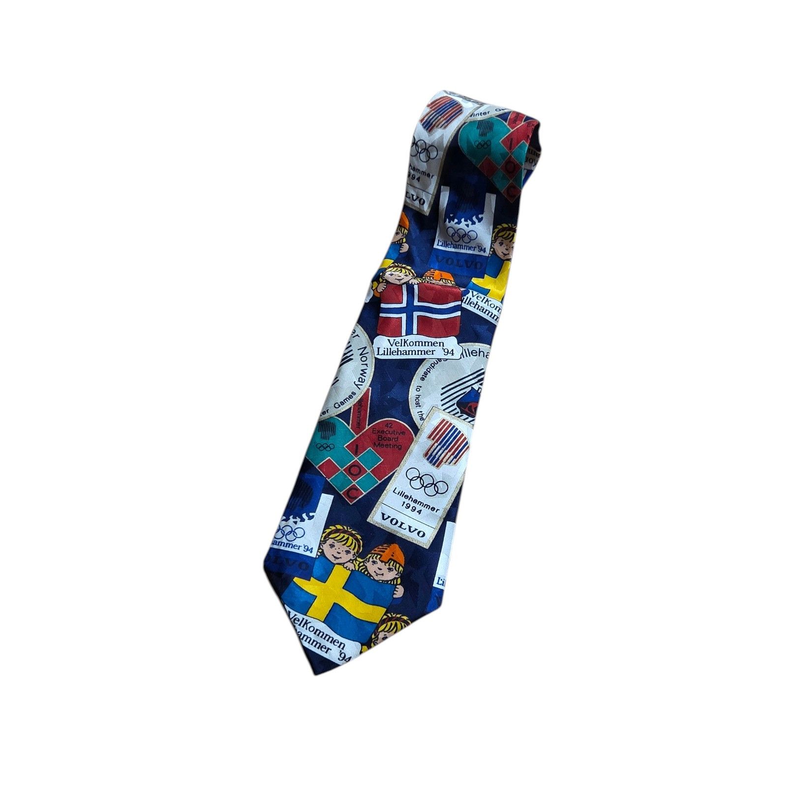 Vintage Lillehammer 1994 Norway Olympics Games Silk Tie Vintage Size ONE SIZE - 1 Thumbnail