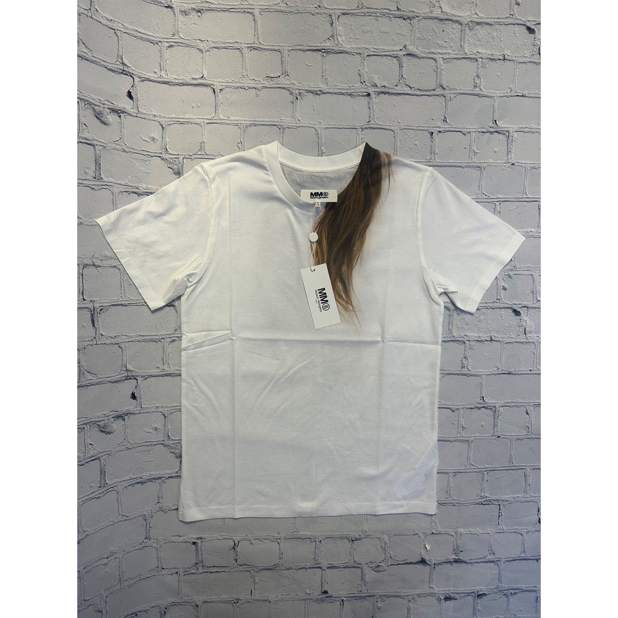 image of Mm6 Maison Margiela Hair T-Shirt in White, Women's (Size Small)