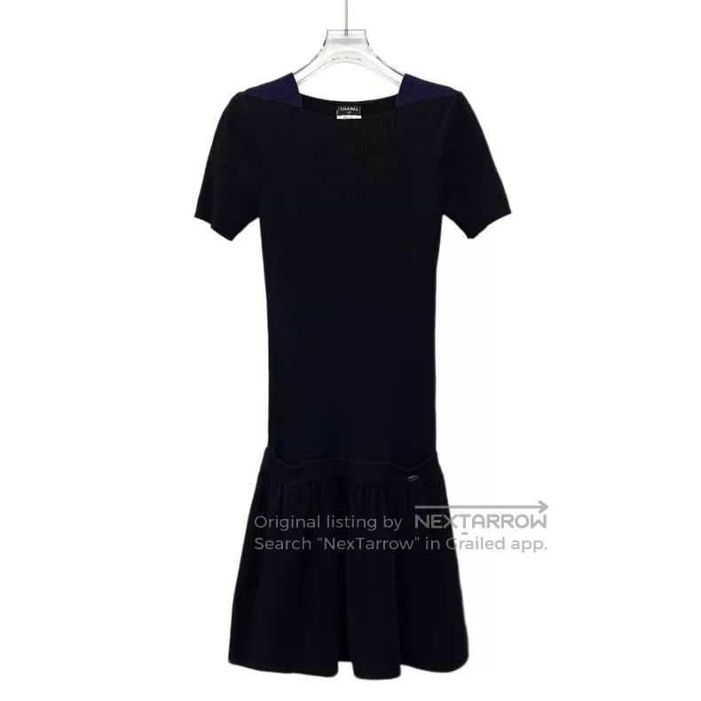 Chanel Black logo silver logo wool short-sleeved knitted d