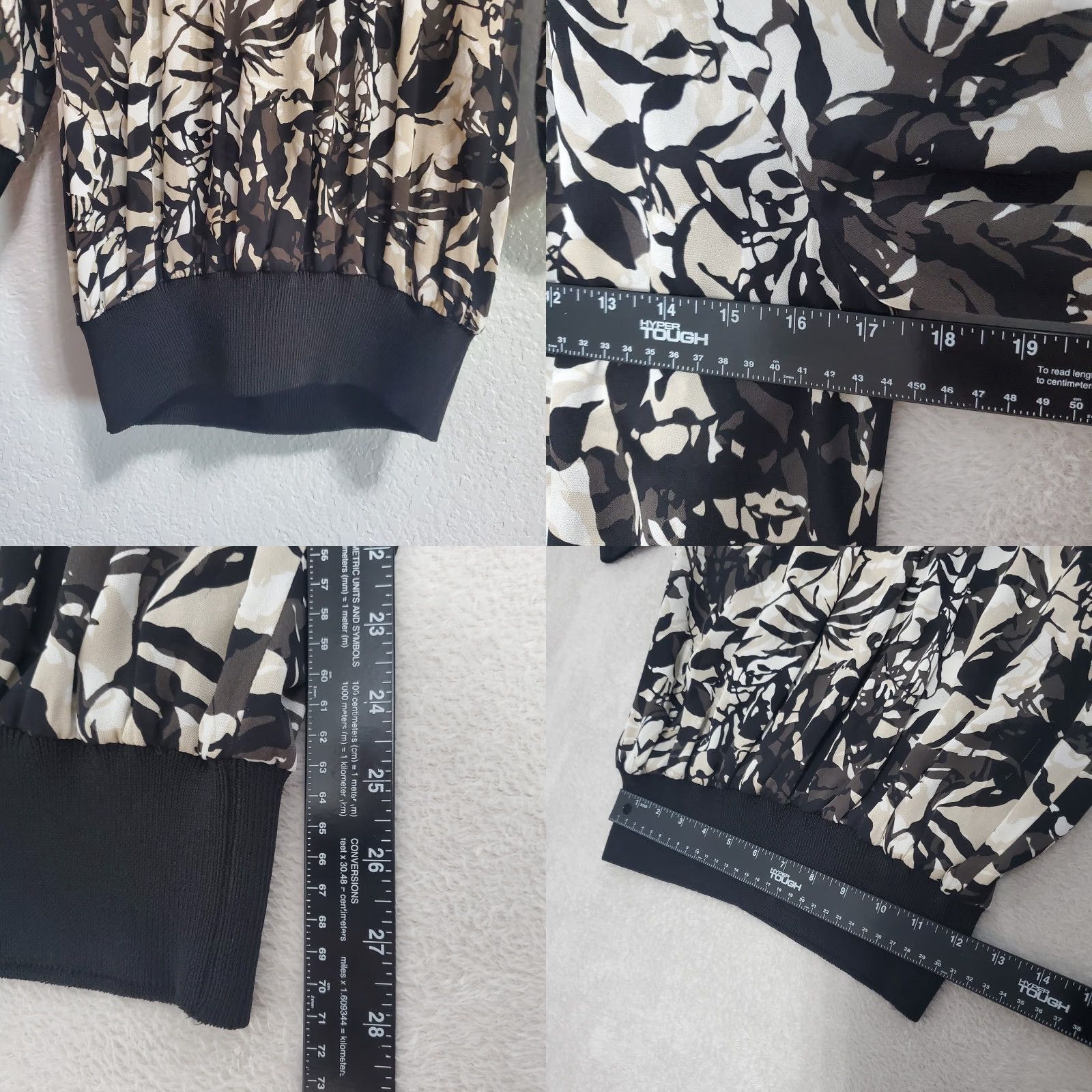 St. John VINTAGE St John Blouse Shirt Woman M Black Beige Floral Print Silk Blend 3/4 Sleeve Tunic Size M / US 6-8 / IT 42-44 - 8 Thumbnail
