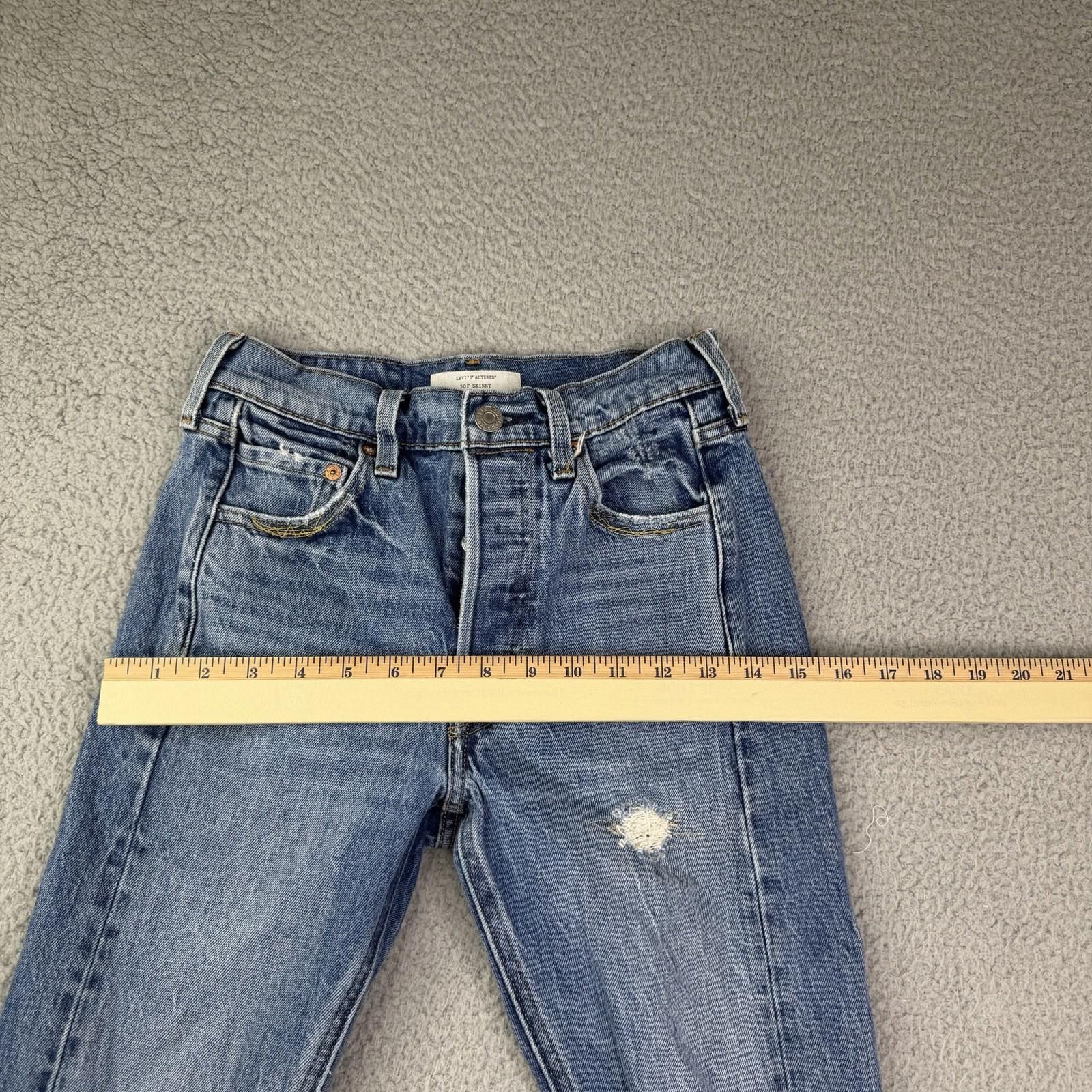 Levi's Women's Levis 501 Skinny Altered Distressed Jeans Sz 24 x 28 Size 24" / US 00 / IT 34 - 9 Thumbnail