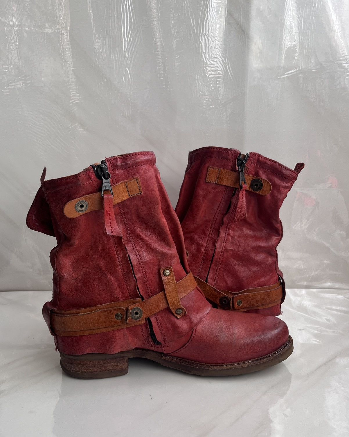A.S.98 As 98 Airstep Zipper Boho Biker Red distressed boot Size US 8 / IT 38 - 6 Thumbnail