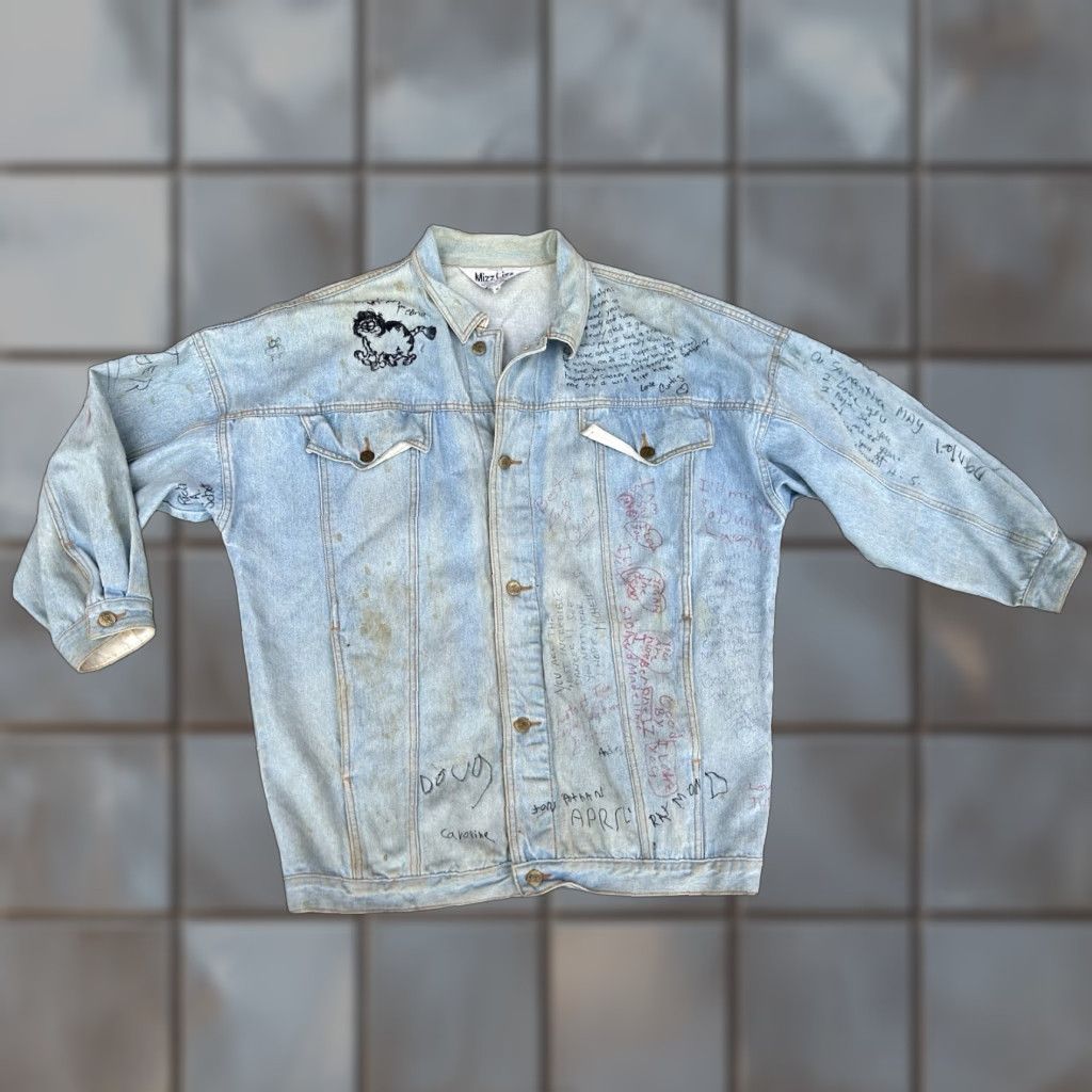VTG Senior Cords Style Denim Jacket Handwritten High School Varsity Chore Coat 1980s Blue Denim M Unbranded Jacket Women? Mens?