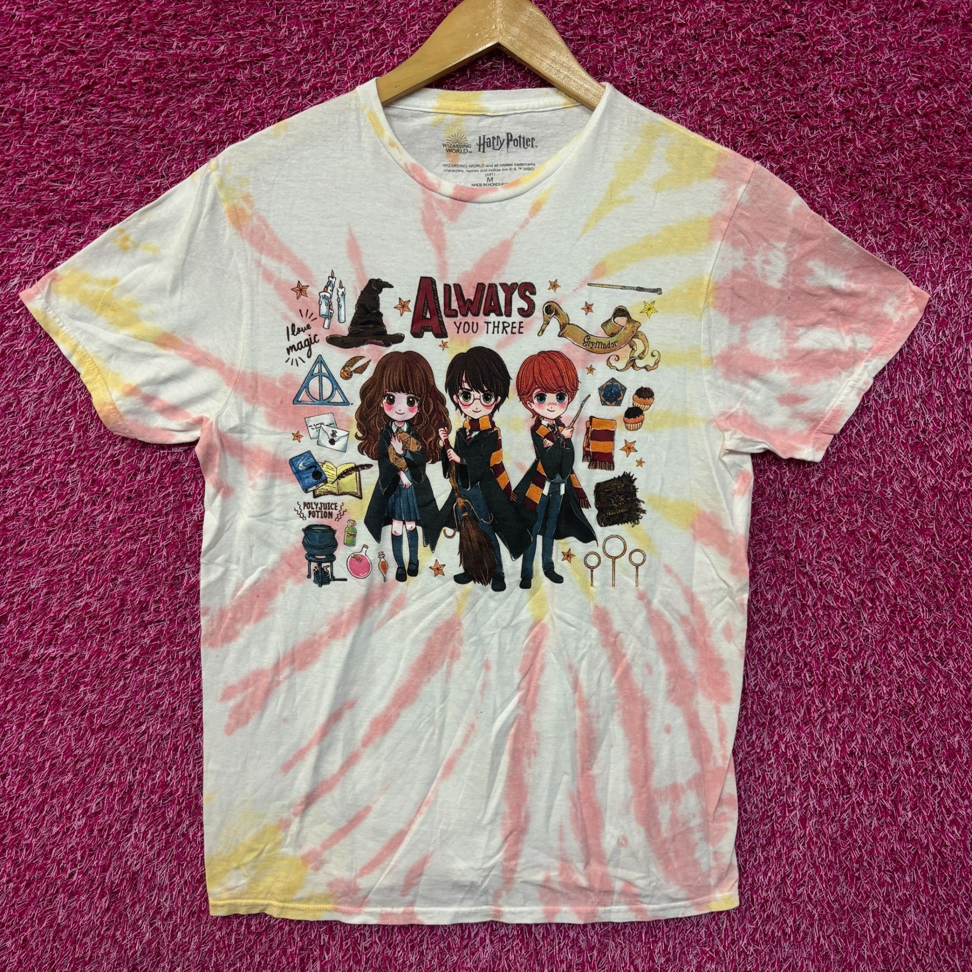 Warner Bros Harry Potter Chibi Hermoine, Ron, Harry tiedye T-shirt size Size US M / EU 48-50 / 2 - 1 Thumbnail