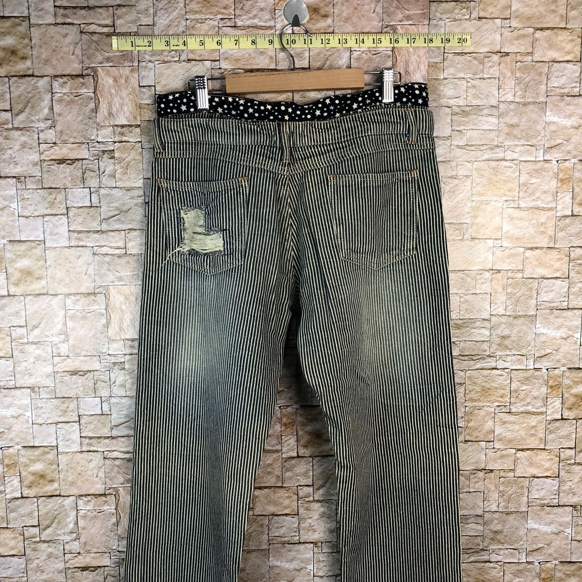 Japanese Brand Japan double waist Stripe Distressed cargo Pants #A1021 Size US 29 - 15 Thumbnail