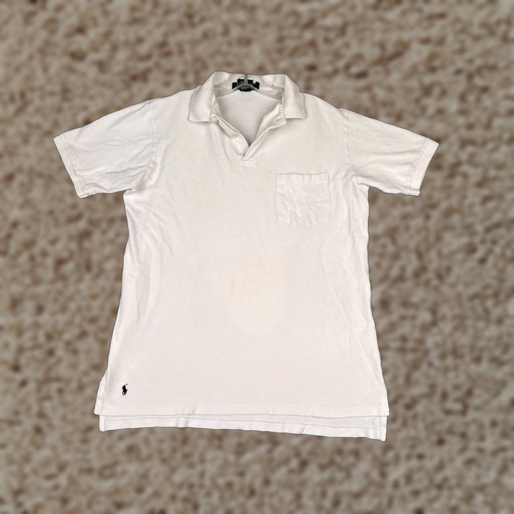 Ralph Lauren VINTAGE Ralph Lauren Polo Shirt Men XL White Cotton Pocket Polo Shirt Slim Read Size US XL / EU 56 / 4 - 1 Thumbnail