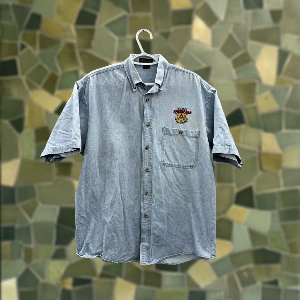 Vintage LA Loving Mens Shirt Button-Up Short Sleeve Medium Blue Cotton Knit 80s 90s Cars Classic Vintage Shirts Mens Size US M / EU 48-50 / 2 - 1 Thumbnail