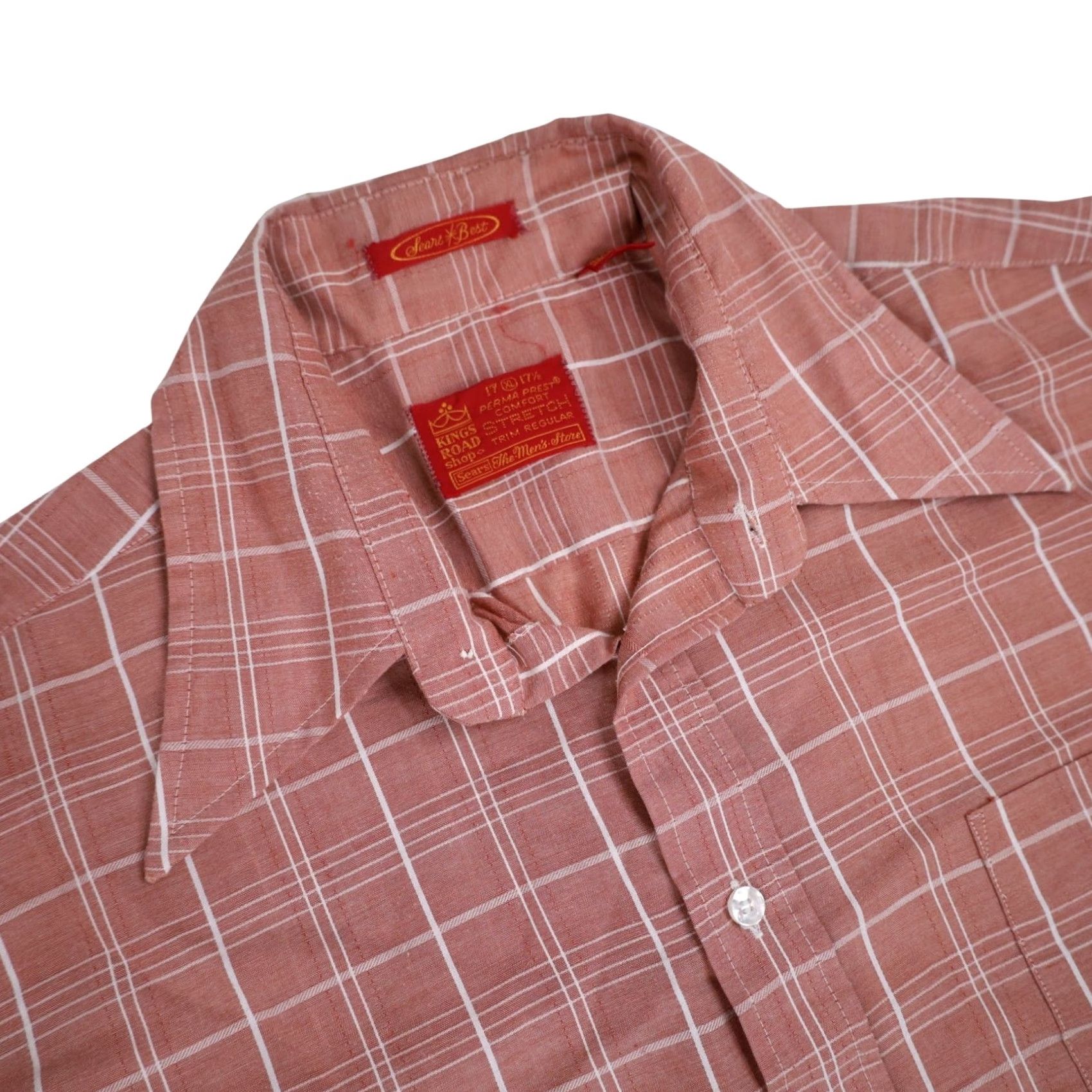Sears VINTAGE Sears Best Road King Mens XL Perma Prest Button Up Shirt Red Size US XL / EU 56 / 4 - 6 Thumbnail
