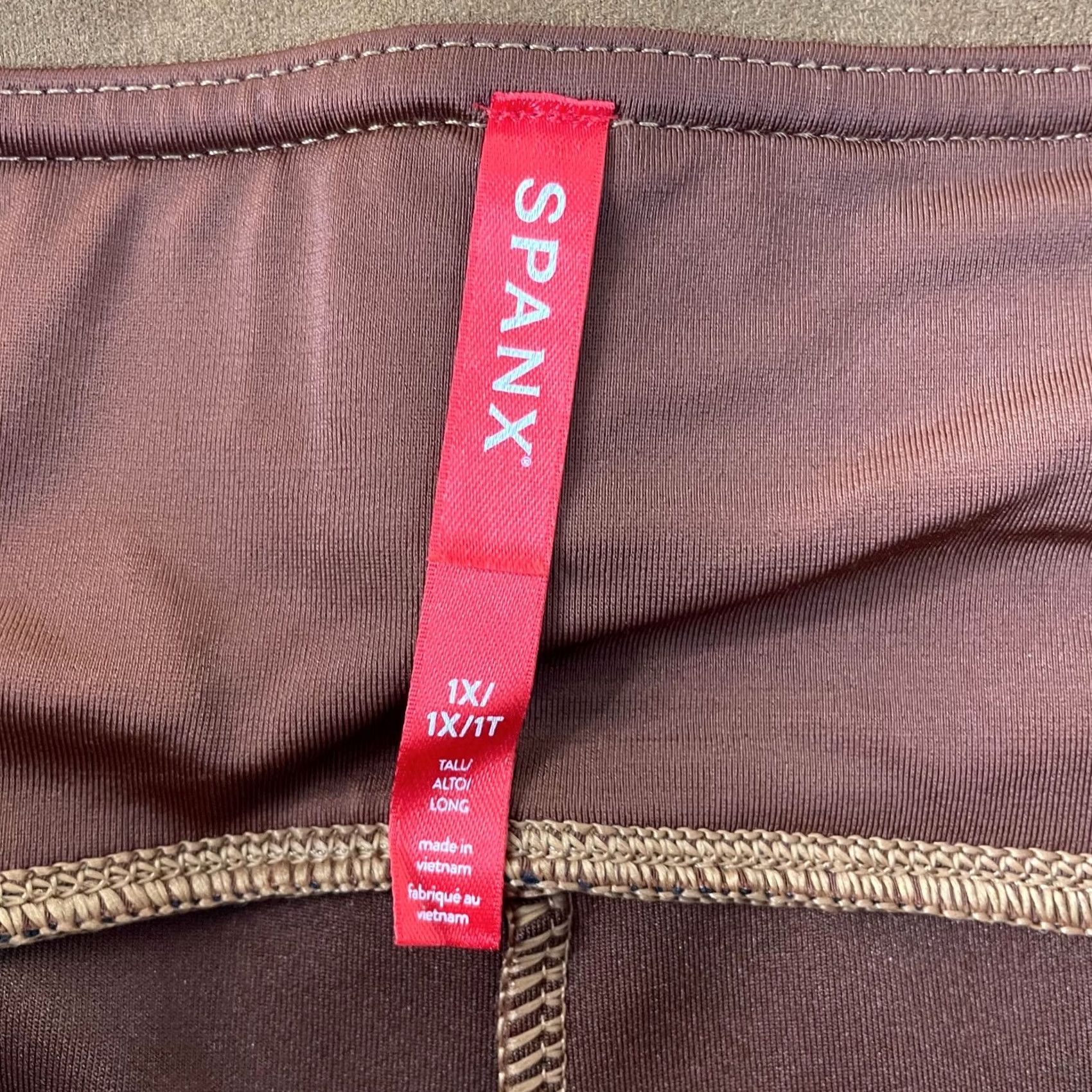 Spanx Spanx Faux Suede Leggings Women 1XT Tall Rich Caramel Slim Fit Pull On NWT Size 40" / US 18 - 3 Thumbnail