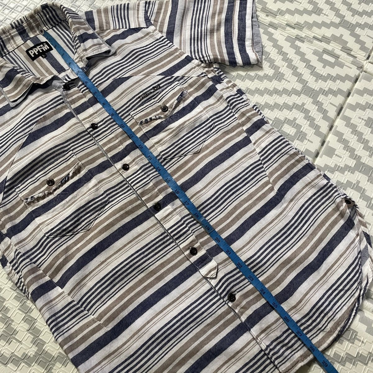 If Six Was Nine × Le Grande Bleu (L.G.B.) × PPFM PPFM Eastern Rock double collar stripes shirt Size US L / EU 52-54 / 3 - 12 Thumbnail