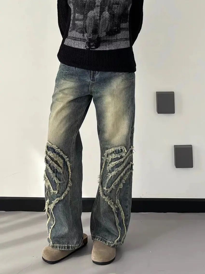 Designer × Japanese Brand Retro casual heavy crafts distressed washed straight jeans Size US 30 / EU 46 - 2 Thumbnail