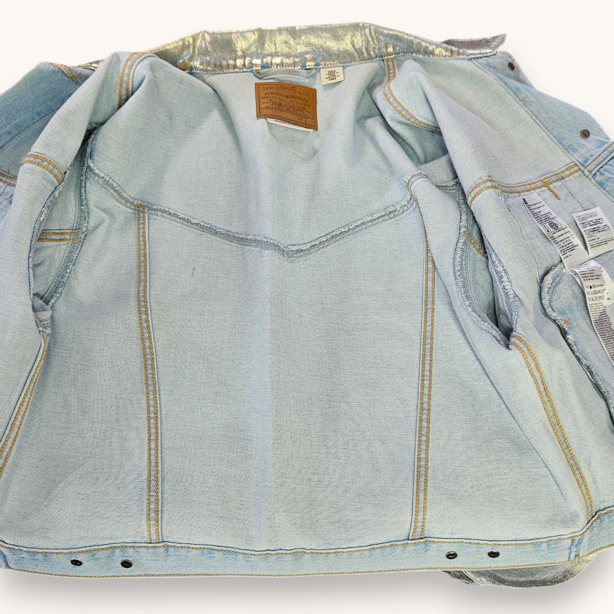 Levi's Levis Size L NEW Jean Jacket Premium Gold Painted Denim Size L / US 10 / IT 46 - 8 Thumbnail