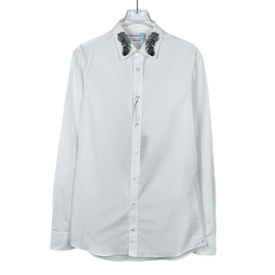 Alexander McQueen Alexander McQueen Feather Embroidered White Cotton Shirt Size XXL / US 16-18 / IT 52-54 - 1 Thumbnail