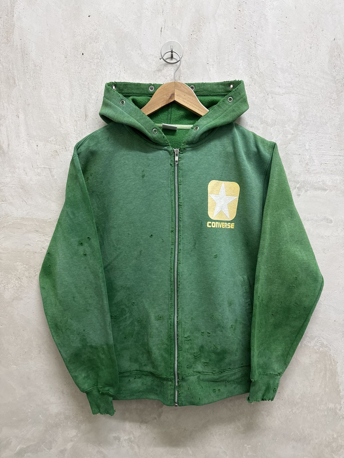 Converse 2000s Converse Distressed Studded Zipper Hoodie Size US M / EU 48-50 / 2 - 1 Thumbnail