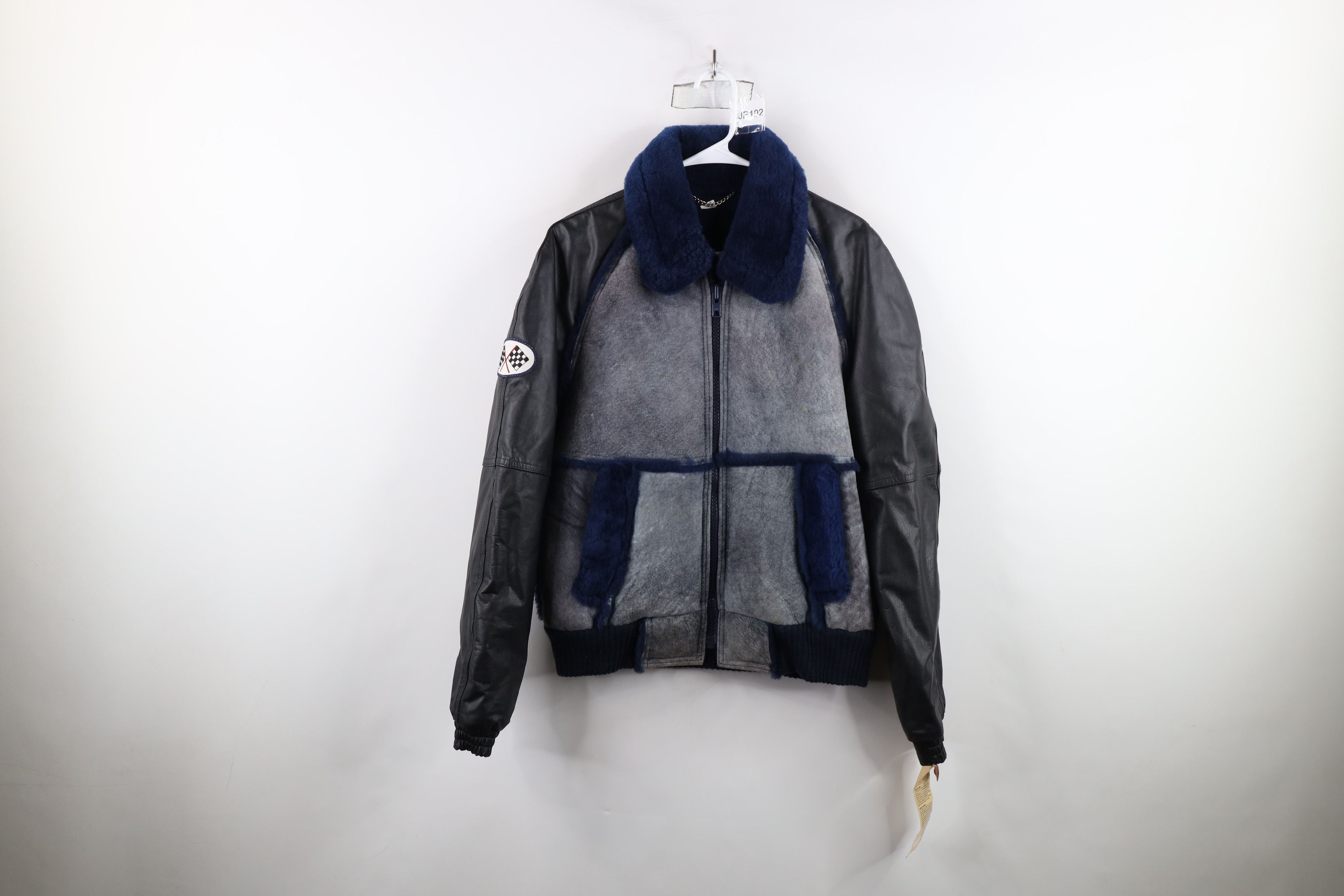 NOS Vintage 90s Streetwear Leather Racing Bomber Jacket USA