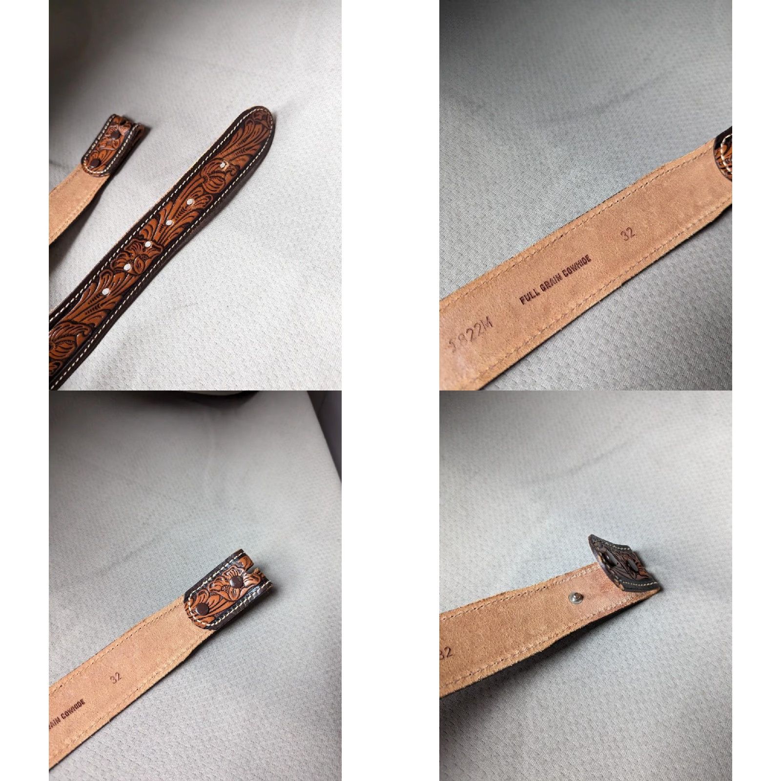 Vintage VINTAGE TEXTAN belt Buckle western leather full grain belt Men 30 Brown Western Mens 30 belt Size 30 - 8 Thumbnail