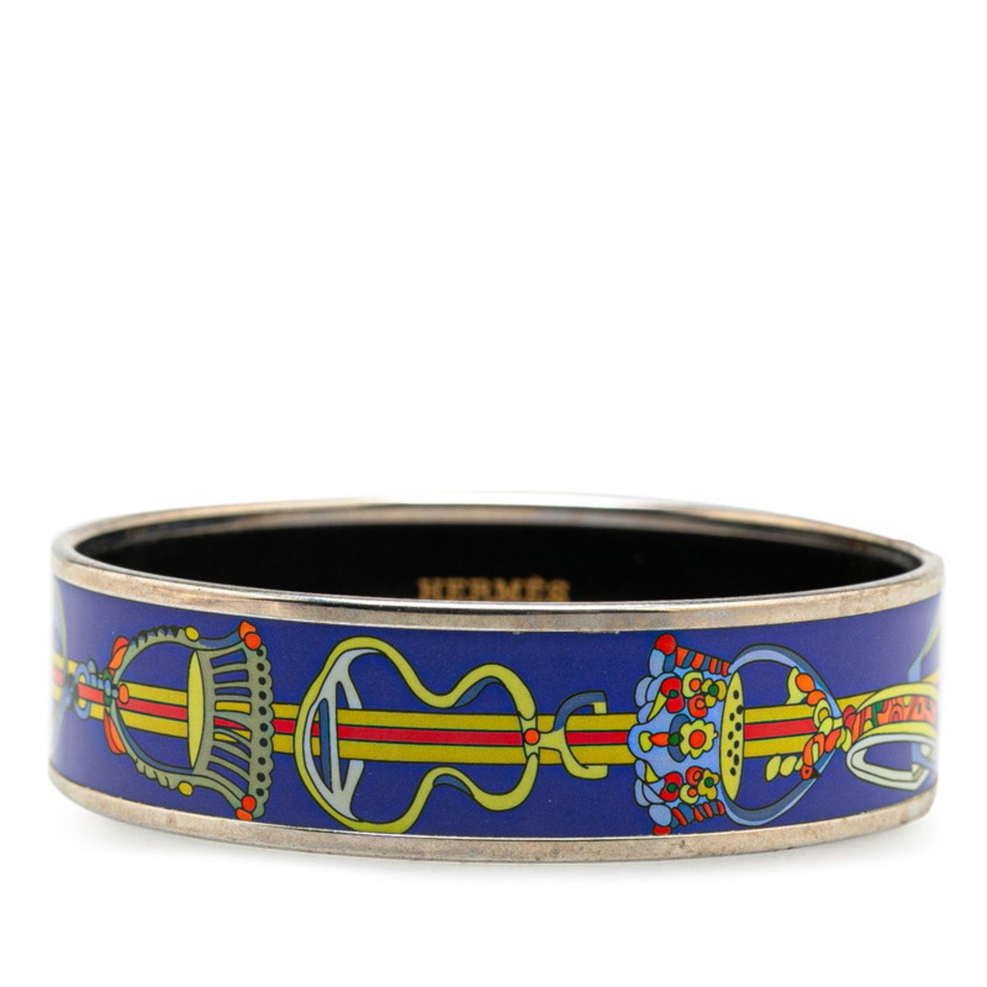 Hermes Hermes enamel GM cloisonné bangle in silver, blue, and multicolored metal for women. Size ONE SIZE - 1 Thumbnail