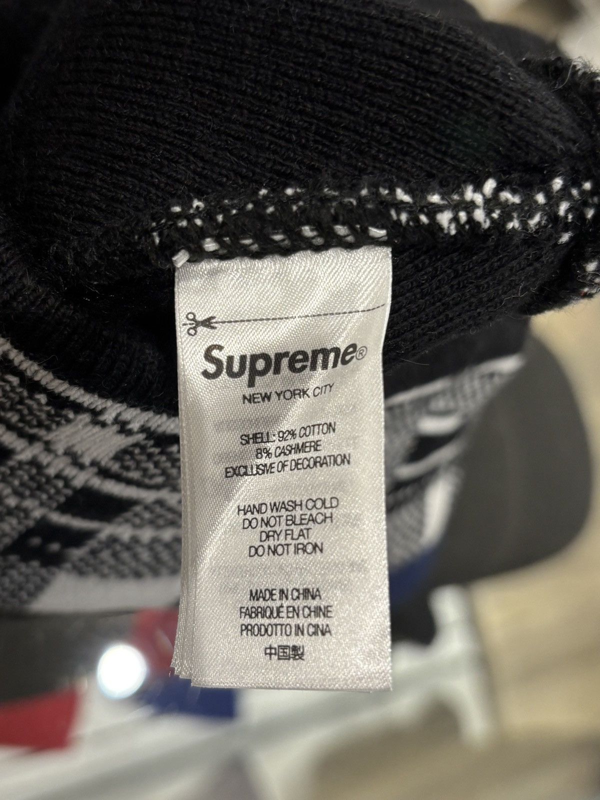 Supreme Supreme Big Logo Beanie (FW23) White Plaid Size ONE SIZE - 3 Thumbnail