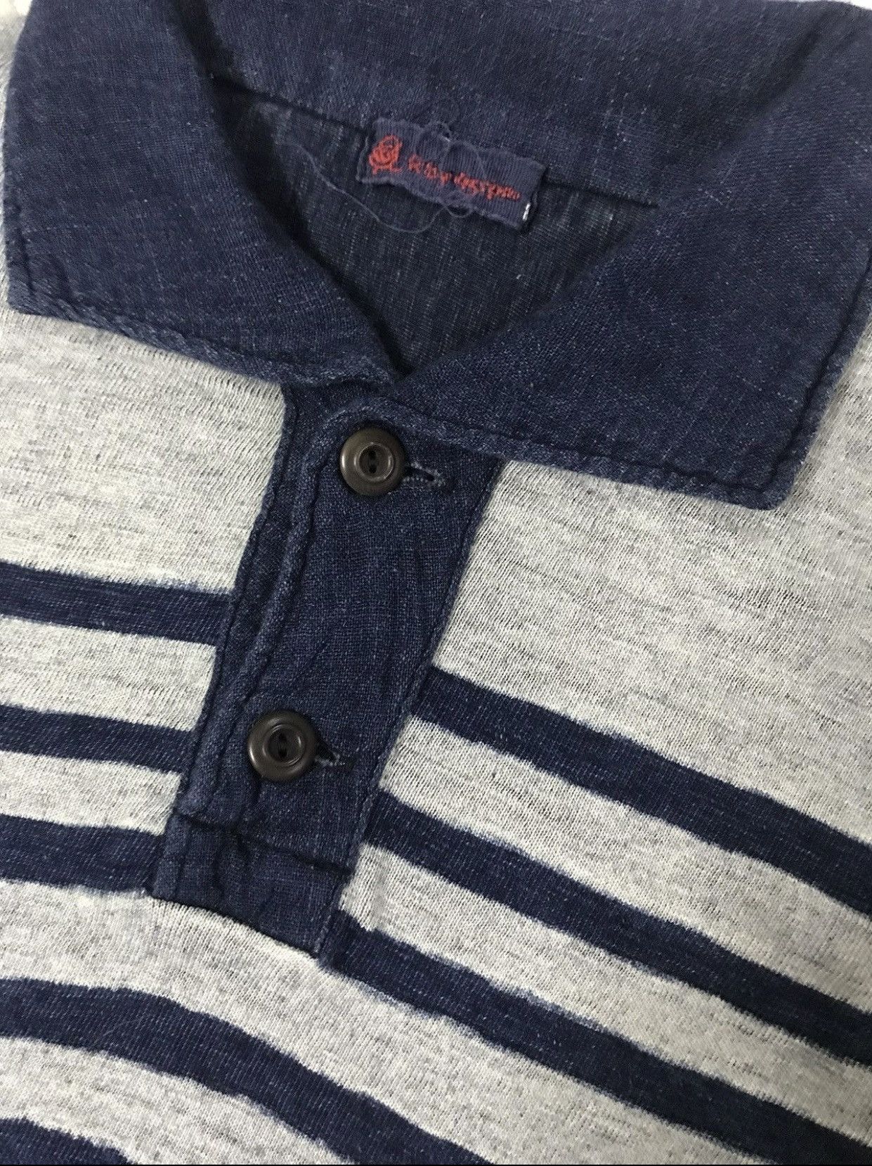 45rpm × Indigo Vtg 45rpm Indigo Polo Stripe Shirt Size S / US 4 / IT 40 - 7 Thumbnail