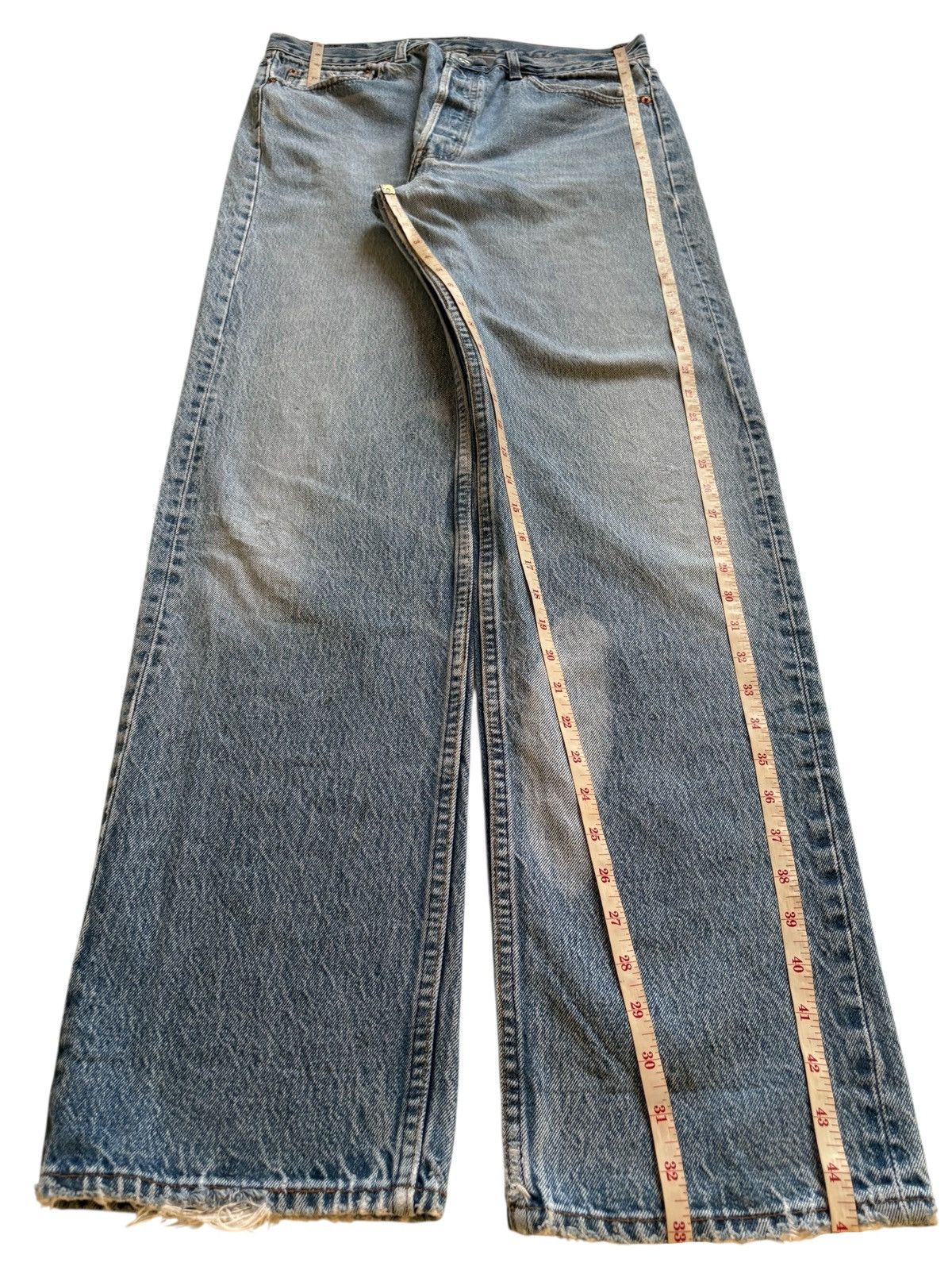 LVC × Levi's × Levi's Vintage Clothing Vintage 90s Levis Blue Wash Distressed Ripped Loose Jeans Size US 33 - 11 Thumbnail