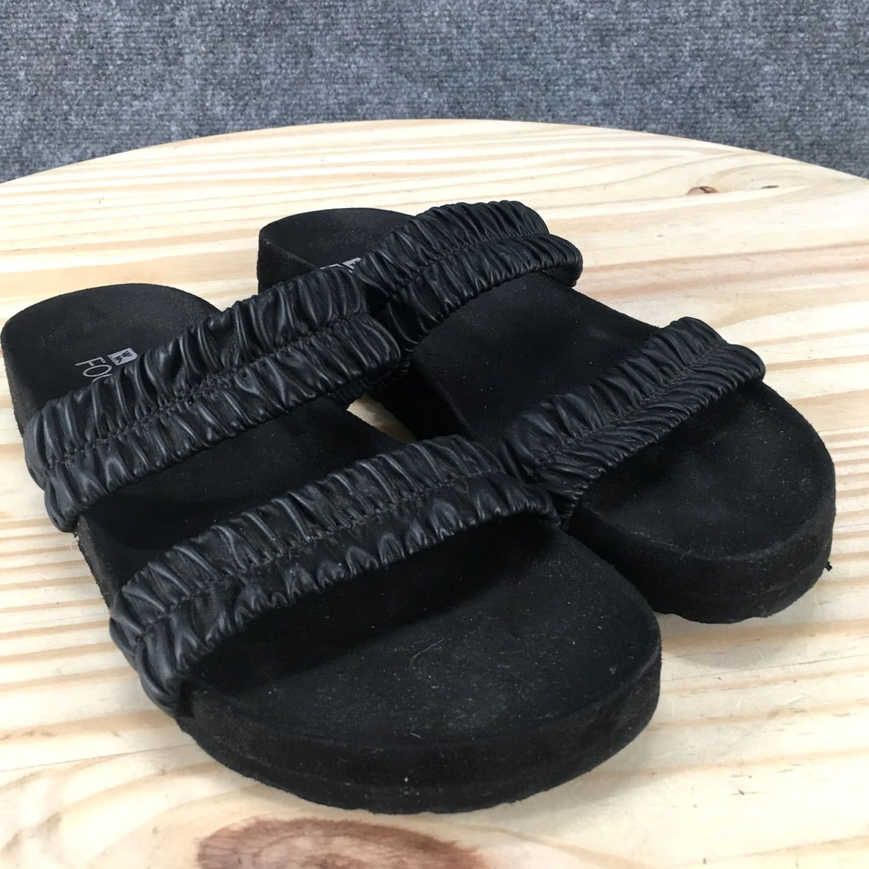 Vintage White Mountain Sandals Slide Womens 7 Black Footbed Double Strap Open Toe Casual Size US 5 / IT 35 - 6 Thumbnail