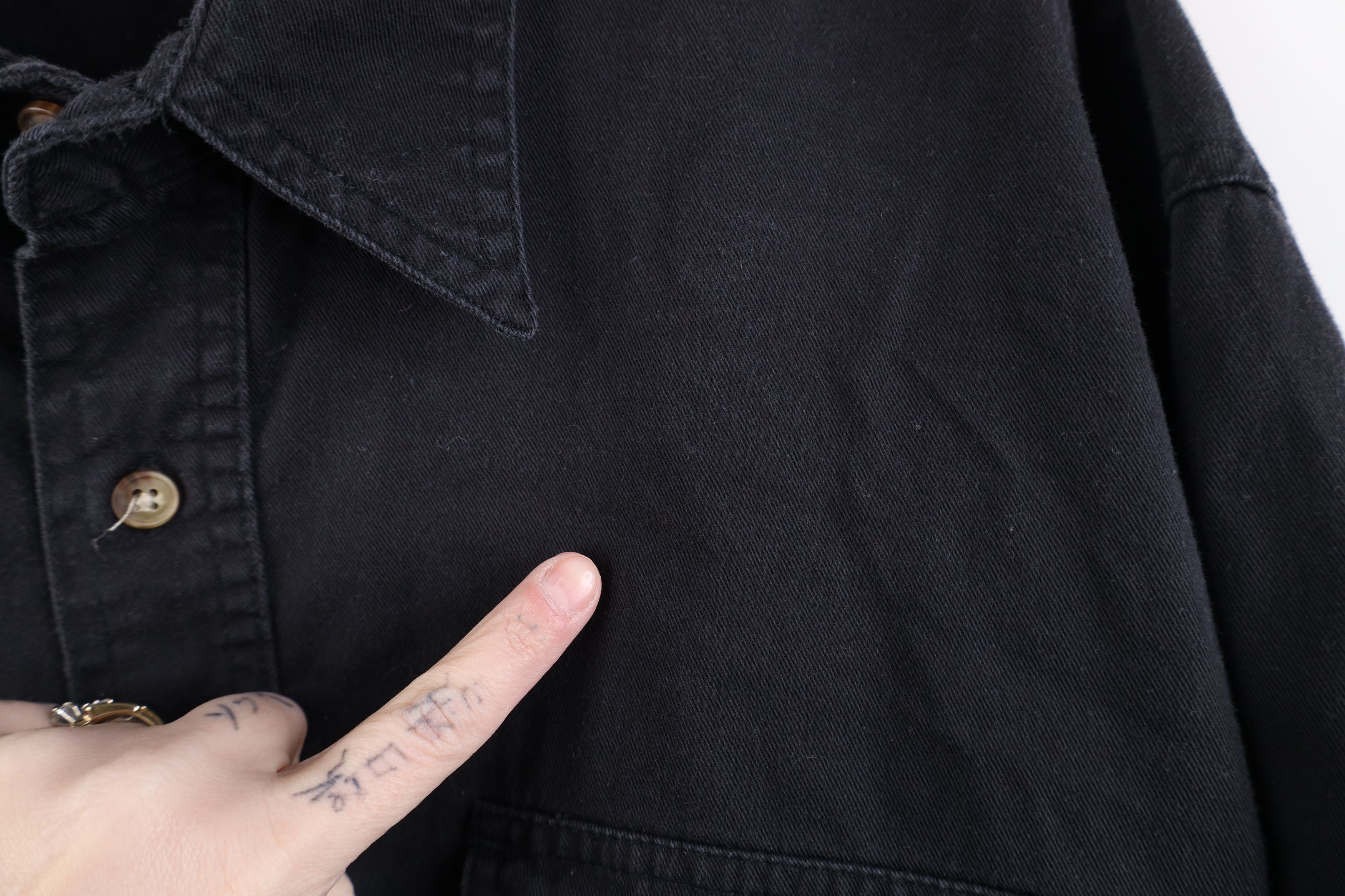 Vintage Vintage 90s Streetwear Cotton Twill Button Down Shirt Black Size US XXL / EU 58 / 5 - 5 Thumbnail