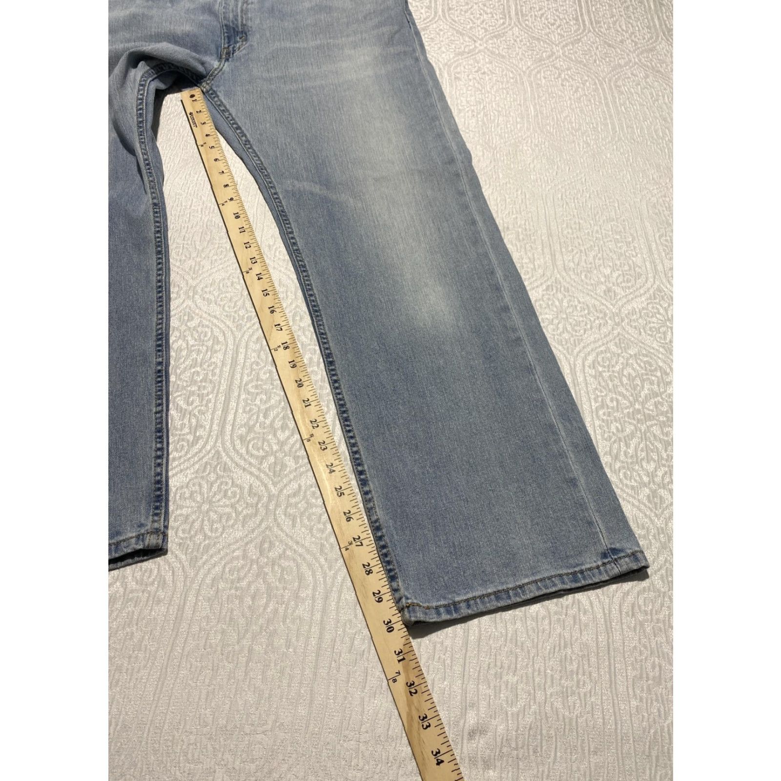 Levi's Levi's 505 Jeans Mens 40x30 Light Blue Regular Fit Straight Leg Denim Stretch Size US 40 / EU 56 - 7 Thumbnail