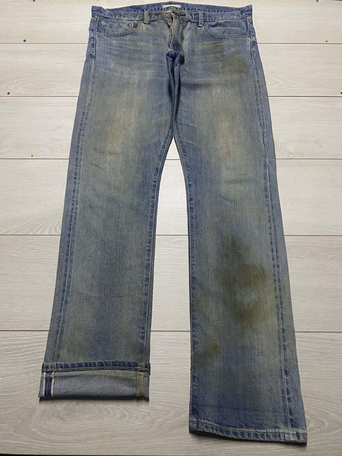 Vintage Japanese Brand Uniqlo Selvedge Grunge Slim Fit Jeans