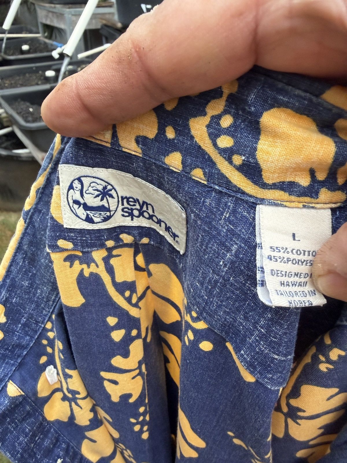 Reyn Spooner PreOwned Reyn Spooner Hawaiian Print Blue/Yellow Men's L Size US L / EU 52-54 / 3 - 4 Thumbnail