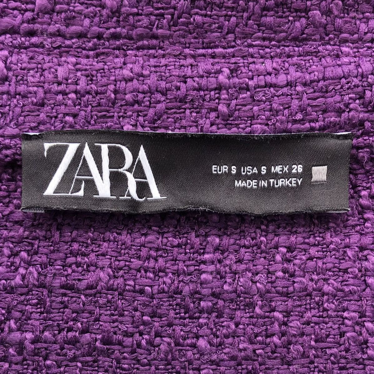 Zara Zara Cropped Tweed Purple Jacket Size S / US 4 / IT 40 - 12 Thumbnail