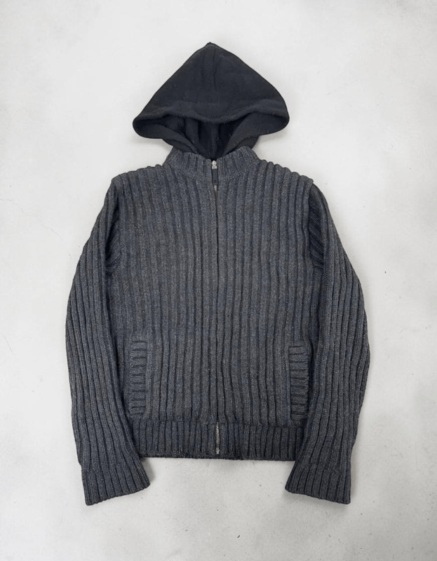Dolce & Gabbana Dolce & Gabbana Grey & Black Wool Zip Up Hoodie Size US S / EU 44-46 / 1 - 2 Thumbnail