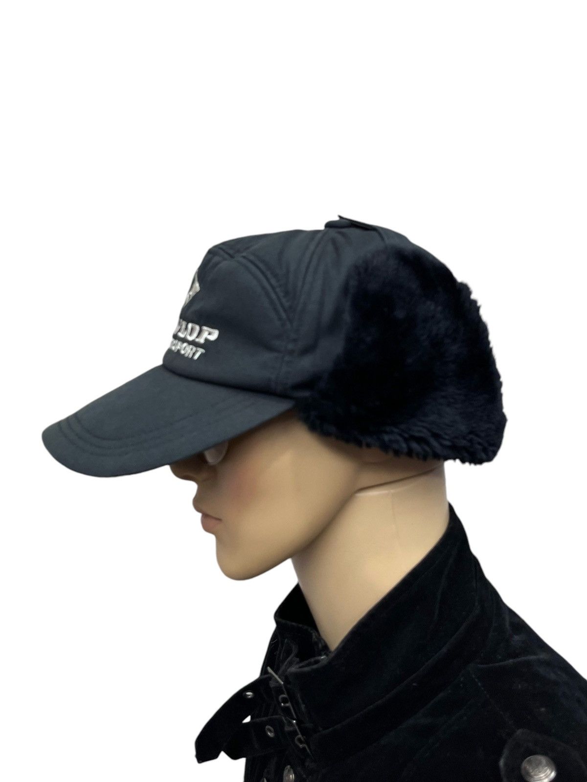 Dunlop 90’s DUNLOP MOTORSPORTS 7 Panel Fur Ear Flap Hat 💥 Size ONE SIZE - 4 Thumbnail
