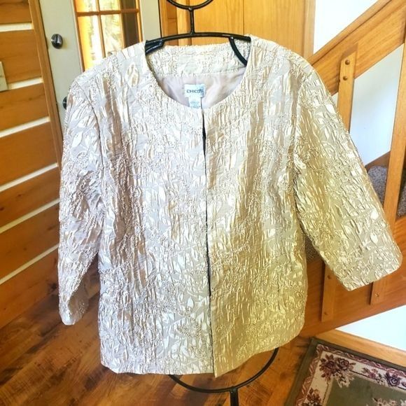 Other Chico's Champagne Embellished Allasendro Evening Event Lined Size L / US 10 / IT 46 - 1 Thumbnail