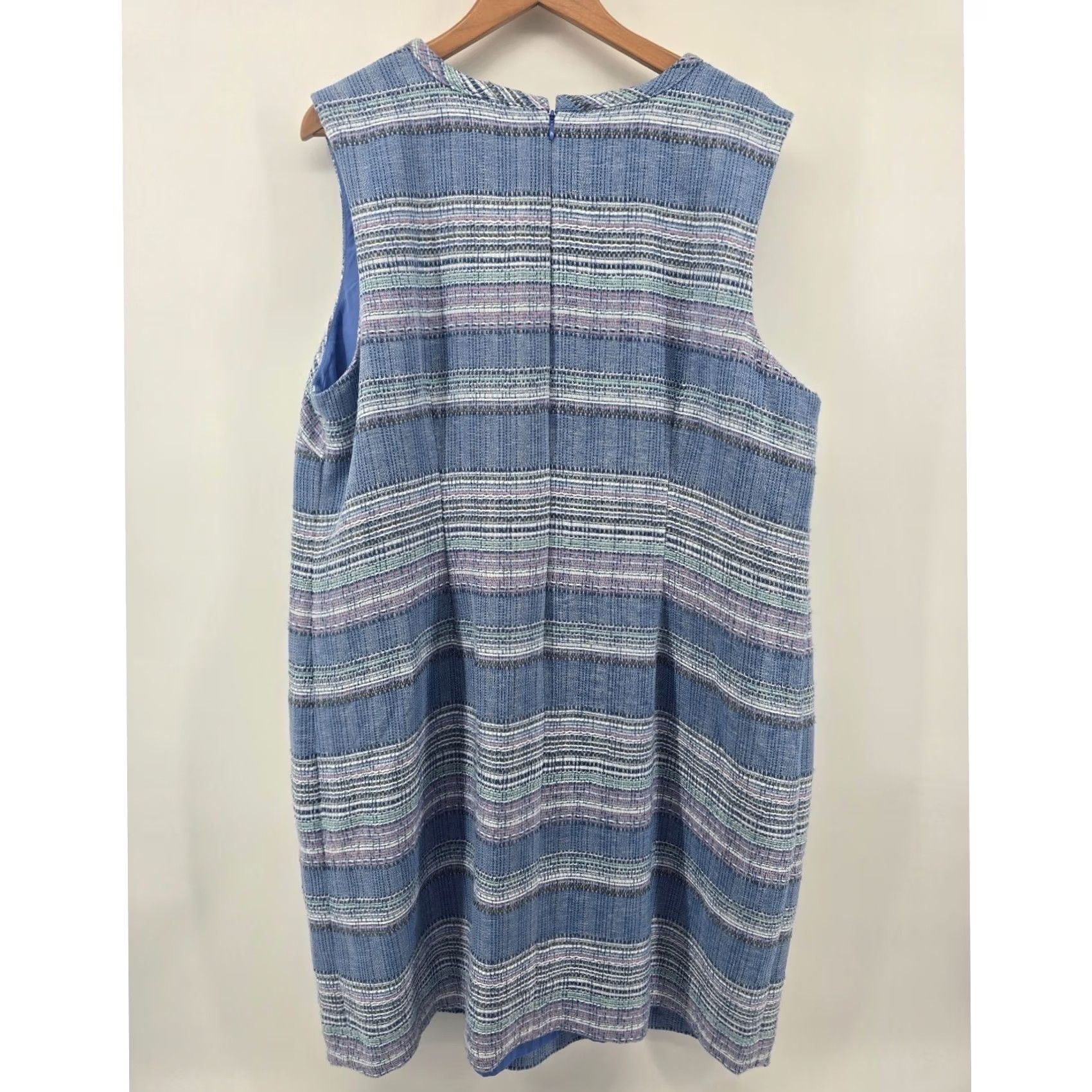 Talbots Talbots Sheath Dress Womens 20P Blue Striped Tweed Sleeveless Shift Business Size 3XL / US 20-22 - 3 Thumbnail