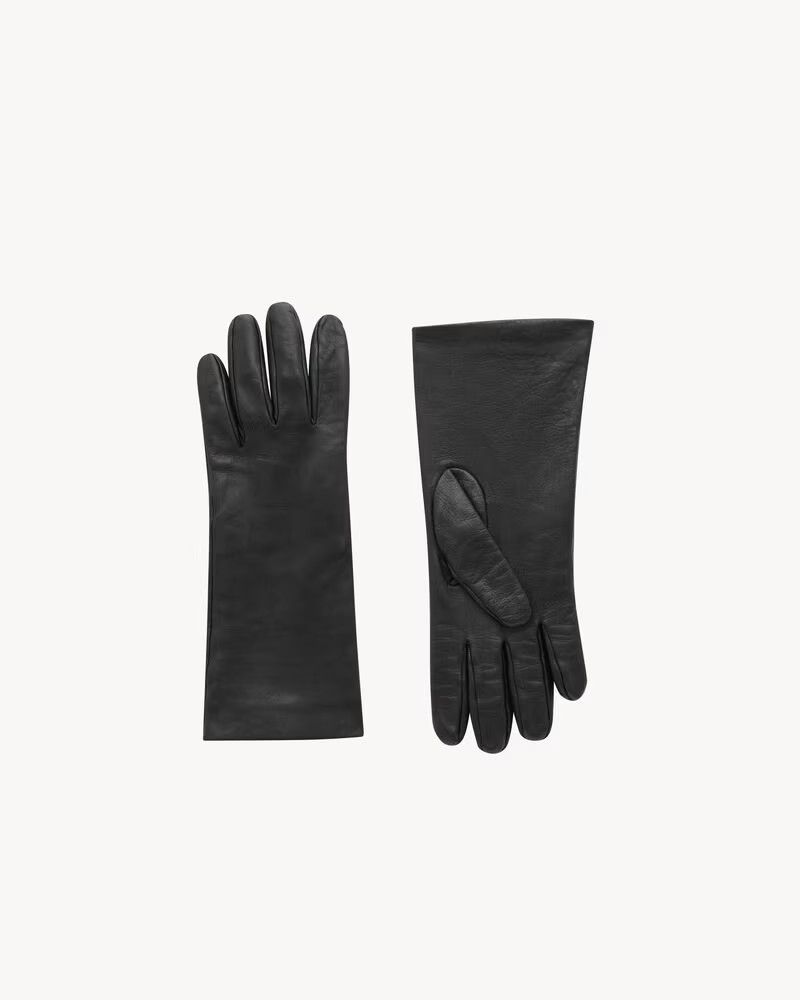 Saint Laurent Paris o1s1wg110824 Size: 7.5 / Gloves in Leather in Black Size ONE SIZE - 1 Thumbnail