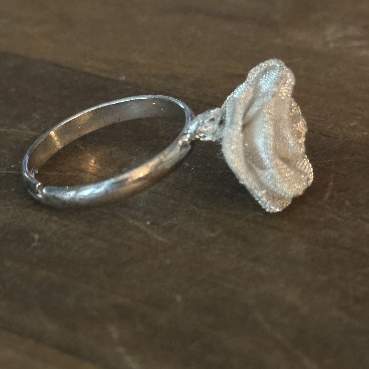 Vintage Vintage silver tone mesh rose ring Size ONE SIZE - 5 Thumbnail