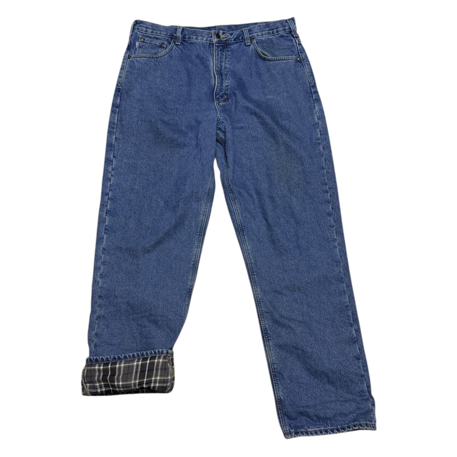 Carhartt CARHARTT Plaid Flannel Lined Work Denim Pants Jeans 37x34 Size US 37 - 2 Thumbnail