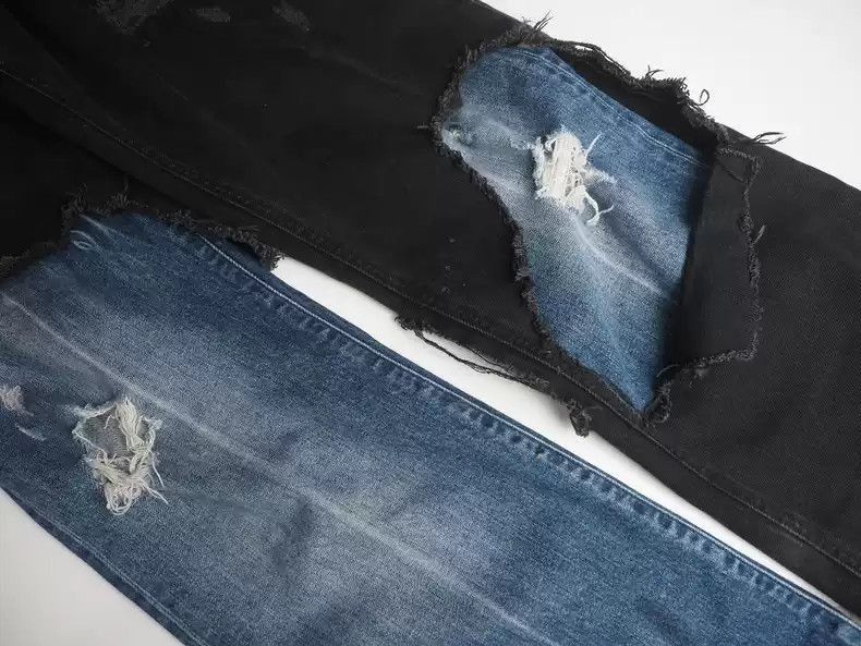 Raf Simons Raf Simons Blue-black stitching double-layer jeans Size US 29 - 6 Thumbnail