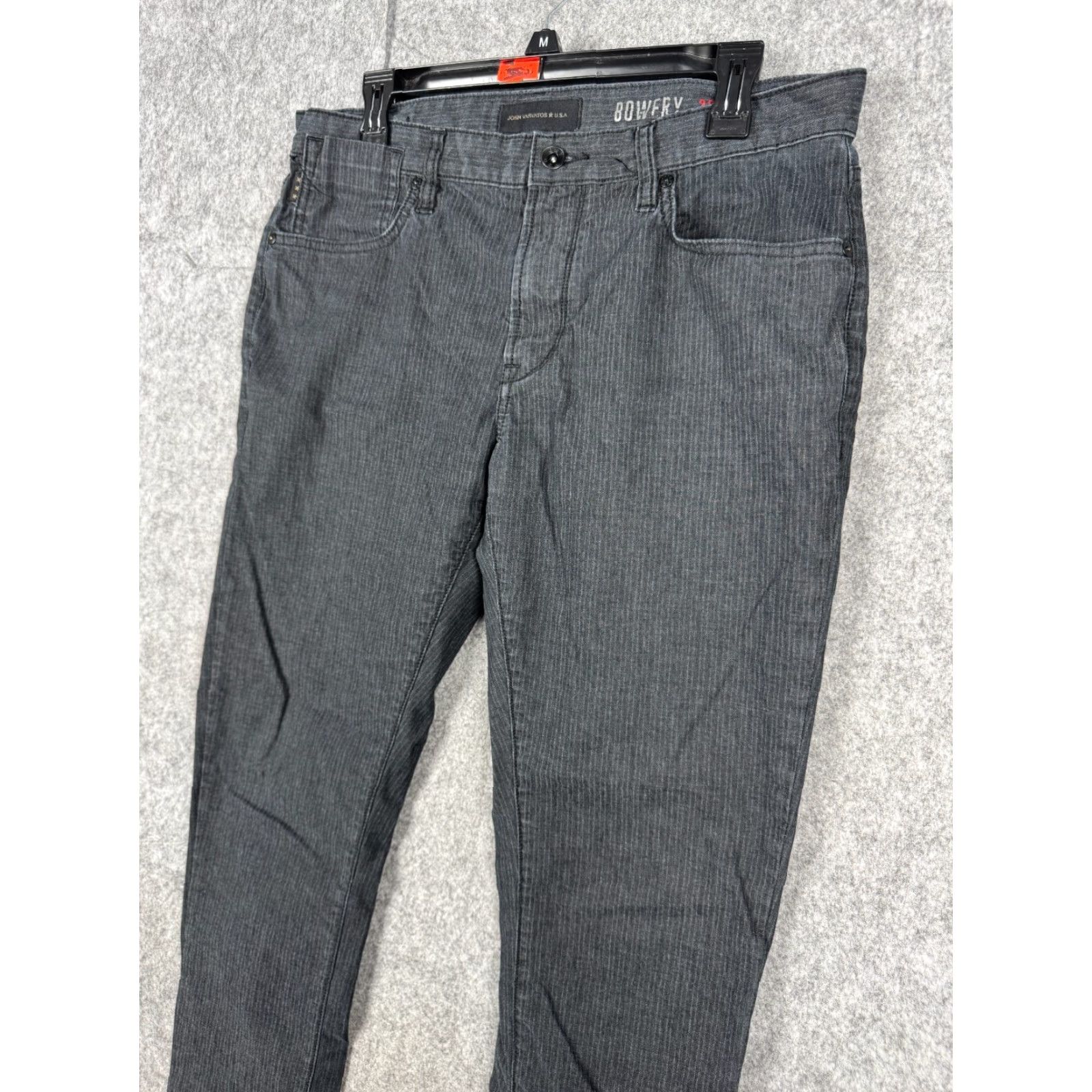 John Varvatos John Varvatos Jeans Mens 33 Pin Stripe Charcoal Gray Cotton Blend Denim Slim Straight 5-Pocket Belt Loops Belted Pockets Slimming Size US 33 - 3 Thumbnail