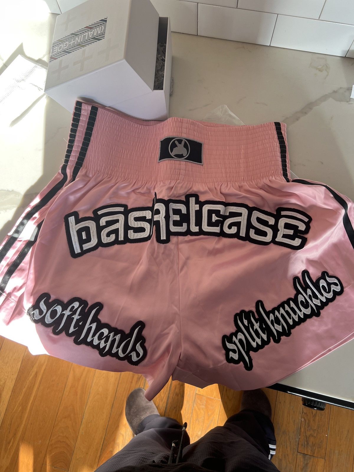 image of Basketcase Gallery Pink Muay Thai Shorts in Light Pastel Pink, Men's (Size 33)